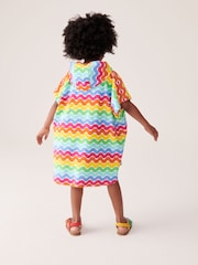 Little Bird by Jools Oliver Multi Pastel Rainbow 100% Cotton Hooded Towelling Beach Poncho - Image 5 of 9