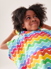 Little Bird by Jools Oliver Multi Pastel Rainbow 100% Cotton Hooded Towelling Beach Poncho - Image 6 of 9