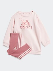 adidas Pink Kids Essentials Allover Print  Sweat Top Legging Set - Image 1 of 8