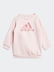 adidas Pink Kids Essentials Allover Print  Sweat Top Legging Set - Image 3 of 8