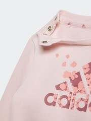 adidas Pink Kids Essentials Allover Print  Sweat Top Legging Set - Image 5 of 8