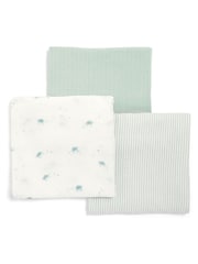 Mamas & Papas 3 Pack Teal Blue Turtle 100% Cotton Muslin Squares - Image 3 of 3