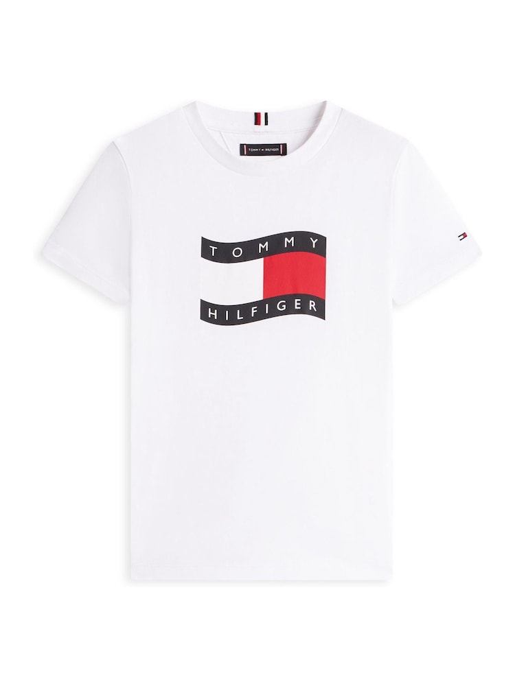 Blanco - Camiseta de cuello redondo de punto ondulado con la bandera de Tommy Hilfiger - Imagen 5 de 5 Blanco - Camiseta de cuello redondo de punto ondulado con la bandera de Tommy Hilfiger - Imagen 5 de 5