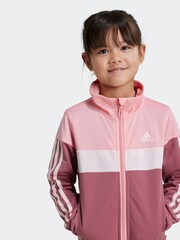adidas Pink Kids Tiberio 3-Stripes Colorblock Shiny Tracksuit - Image 5 of 8