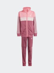 adidas Pink Kids Tiberio 3-Stripes Colorblock Shiny Tracksuit - Image 6 of 8