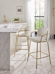 Casual Boucle Oyster Hugh Bar Stool - Image 1 of 9
