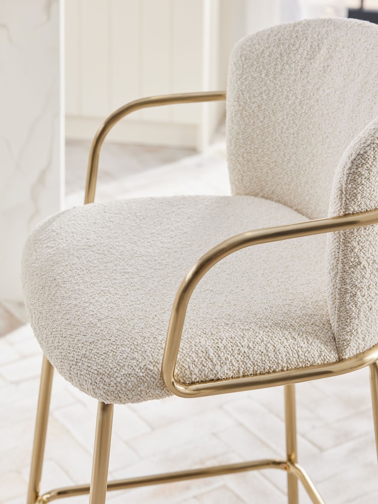 Casual Boucle Oyster Hugh Bar Stool - Image 2 of 9
