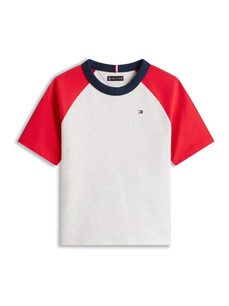 Tommy Hilfiger Grey Colour-Blocked Jersey Crew Neck T-Shirt - Image 5 of 5 Tommy Hilfiger Grey Colour-Blocked Jersey Crew Neck T-Shirt - Image 5 of 5