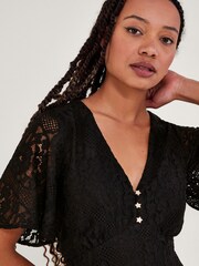 Monsoon Lace Tea Black Dress - Image 3 of 5