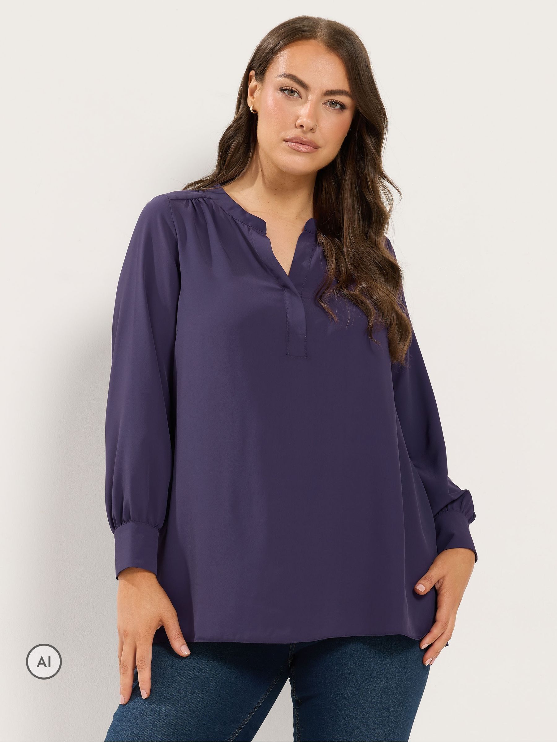 Yours Women's Purple Half Placket Blouse In | Size: 30-32 - Image 6