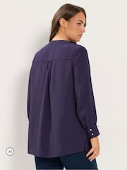 Yours Curve Purple Half Placket Blouse - Image 3 of 6