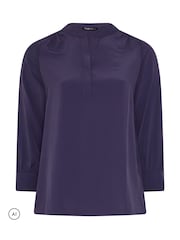 Yours Curve Purple Half Placket Blouse - Image 5 of 6