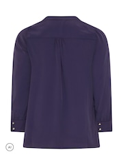 Yours Curve Purple Half Placket Blouse - Image 6 of 6