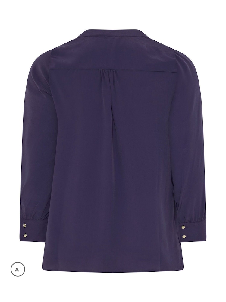 Yours Curve Purple Half Placket Blouse - Image 6 of 6 Yours Curve Purple Half Placket Blouse - Image 6 of 6