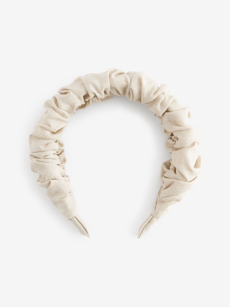 Natural Ruched Structured Headband Containing Linen - Image 2 of 2 Natural Ruched Structured Headband Containing Linen - Image 2 of 2