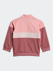 adidas Pink Infants 3-Stripes Colourblock Shiny Tracksuit - Image 3 of 8