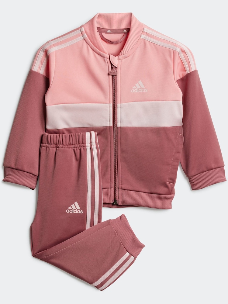 Buy adidas Pink Infants 3-Stripes Colourblock Shiny Tracksuit from