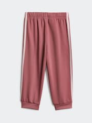 adidas Pink Infants 3-Stripes Colourblock Shiny Tracksuit - Image 5 of 8