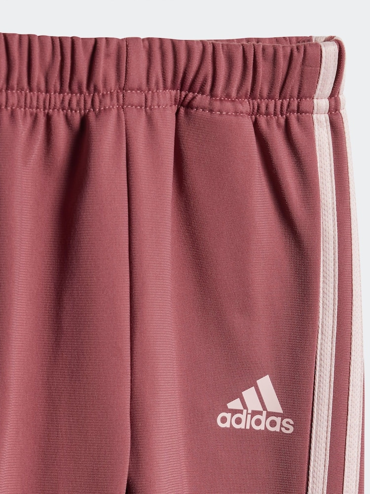 adidas Pink Infants 3-Stripes Colourblock Shiny Tracksuit - Image 8 of 8