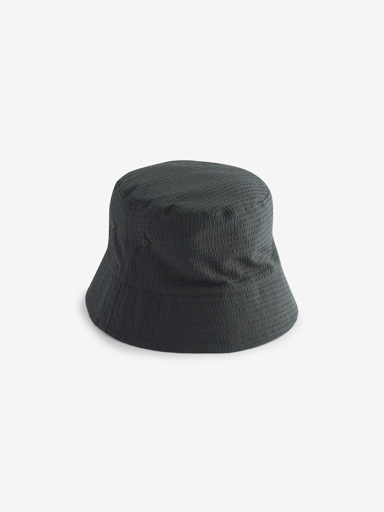 Grey Textured Seersucker Bucket Hat - Image 4 of 4 Grey Textured Seersucker Bucket Hat - Image 4 of 4