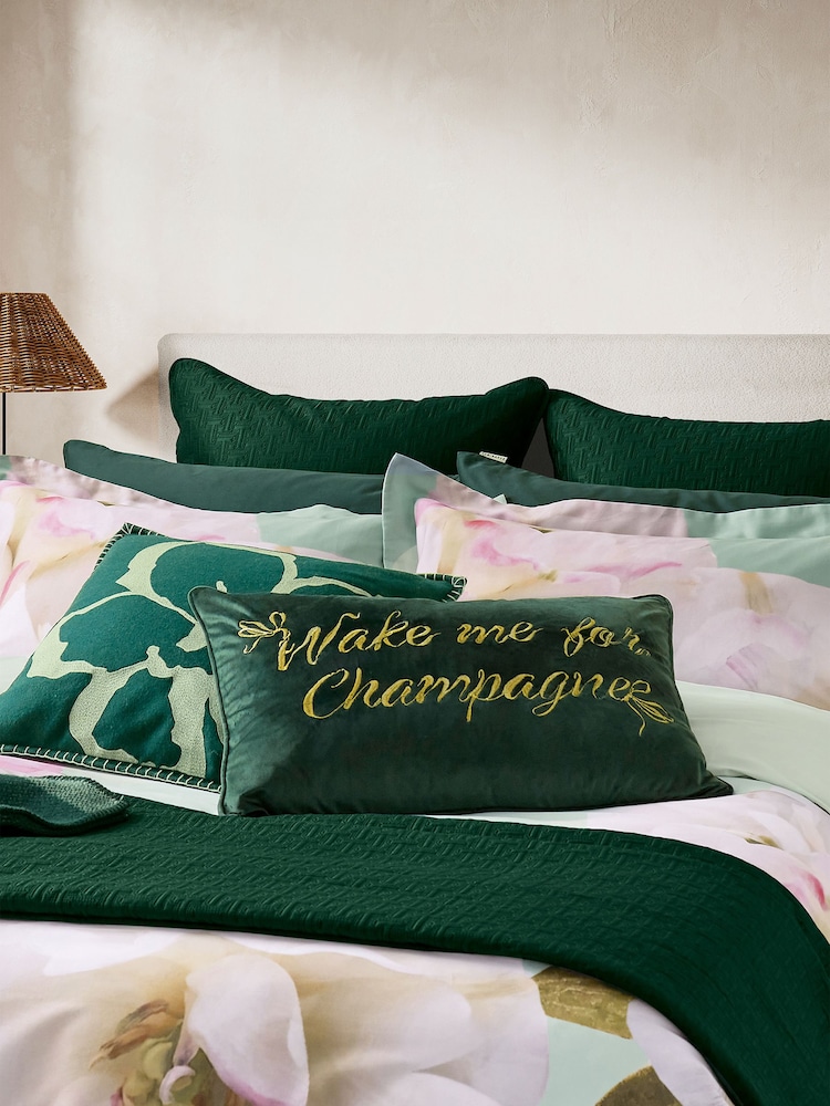 Ted Baker Green Wake Me For Champagne Cushion - Image 1 of 5