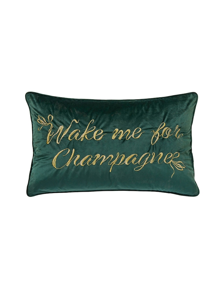 Ted Baker Green Wake Me For Champagne Cushion - Image 5 of 5