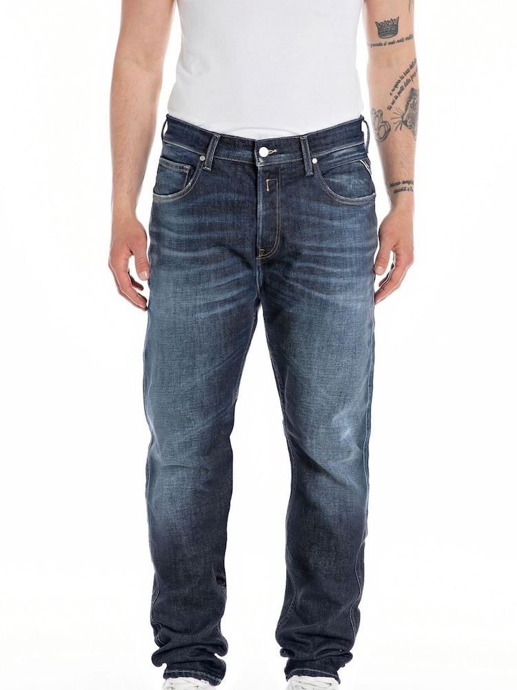 Replay Dark Blue Sandot Regular Tapered Jeans - Image 1 of 3