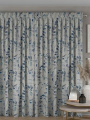 Blue Isla Floral Made To Measure 100% Cotton Curtains - Image 2 of 9
