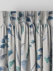 Blue Isla Floral Made To Measure 100% Cotton Curtains - Image 5 of 9