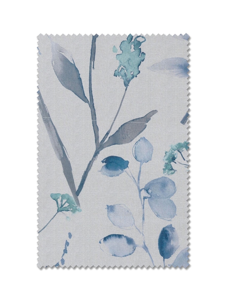Blue Isla Floral Made To Measure 100% Cotton Curtains - Image 9 of 9
