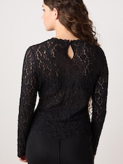 Black Lace Long Sleeve Top - Image 3 of 6