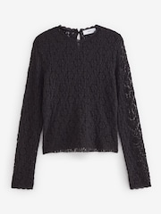 Black Lace Long Sleeve Top - Image 5 of 6