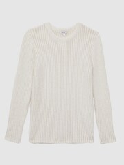 Reiss Ivory Iris Ribbed Fluffy Crew Neck Jumper - Image 2 of 5