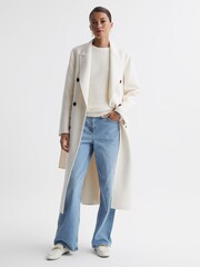 Reiss Ivory Iris Ribbed Fluffy Crew Neck Jumper - Image 3 of 5