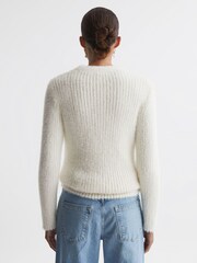 Reiss Ivory Iris Ribbed Fluffy Crew Neck Jumper - Image 5 of 5