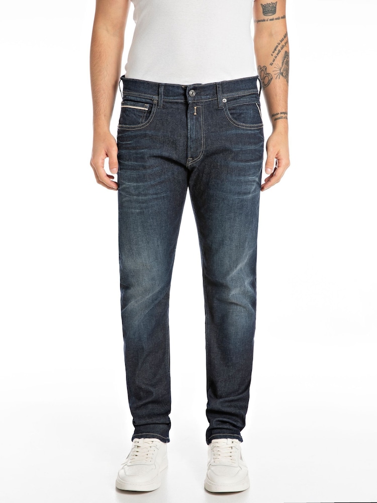 Replay Dark Blue Grover Hyperflex Straight Fit Jeans - Image 1 of 3