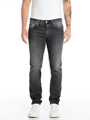 Replay Black Delave Grover Hyperflex Straight Fit Jeans - Image 1 of 3