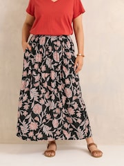 Evans Orange A Line Midi Skirt - Image 1 of 6