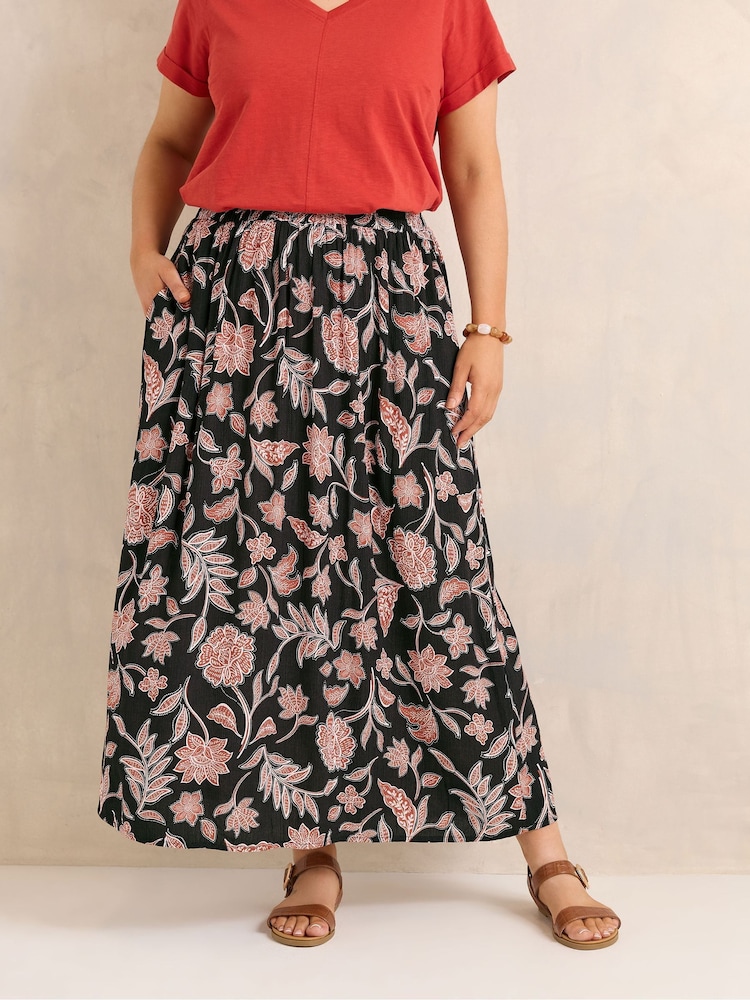 Evans Orange A Line Midi Skirt - Image 1 of 6