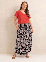 Evans Orange A Line Midi Skirt - Image 2 of 6