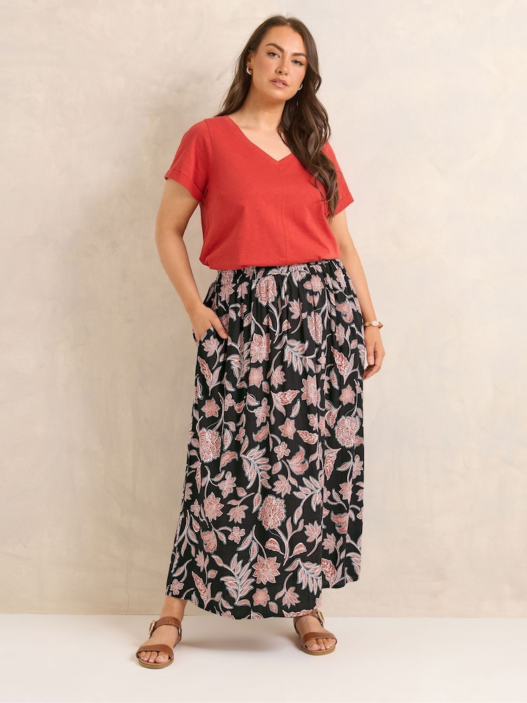 Evans Orange A Line Midi Skirt - Image 2 of 6
