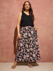 Evans Orange A Line Midi Skirt - Image 5 of 6