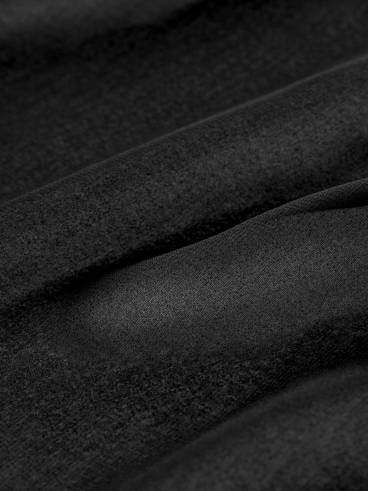 Black Satin Trim Long Sleeve Sheer Shirt - Image 6 of 6