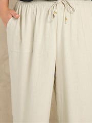 Evans Natural Linen Wide Leg Trousers - Image 4 of 4