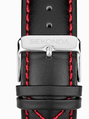 Sekonda Mens Midnight 44mm Analogue Black Watch With Silver Case And Leather Upper Strap With Dial - Image 6 of 6