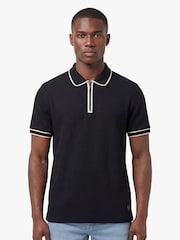 Luke 1977 Black Vesuvius Waffle Polo Shirt - Image 1 of 5