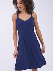 Cyberjammies Blue Ribbed Jersey Strappy Hidden Support Short Nightdress - Image 2 of 4