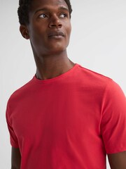 Reiss Grenedine Orange Bless Cotton Crew Neck T-Shirt - Image 1 of 6