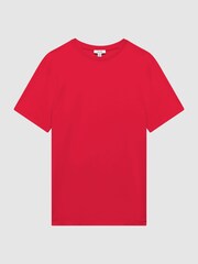 Reiss Grenedine Orange Bless Cotton Crew Neck T-Shirt - Image 2 of 6