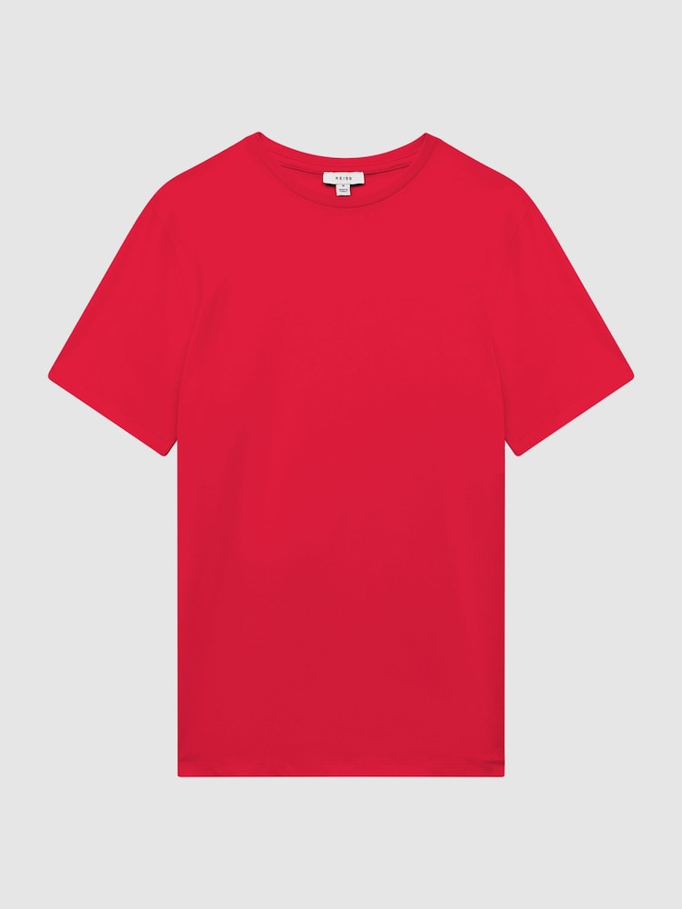 Reiss Grenedine Orange Bless Cotton Crew Neck T-Shirt - Image 2 of 6